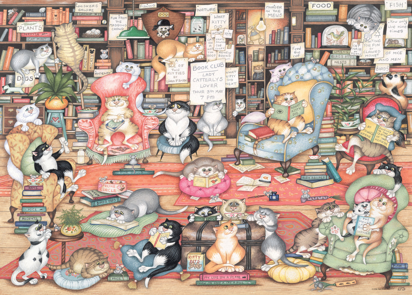 Crazy Cats Bingley's Bookclub 1000pc jigsaw puzzle