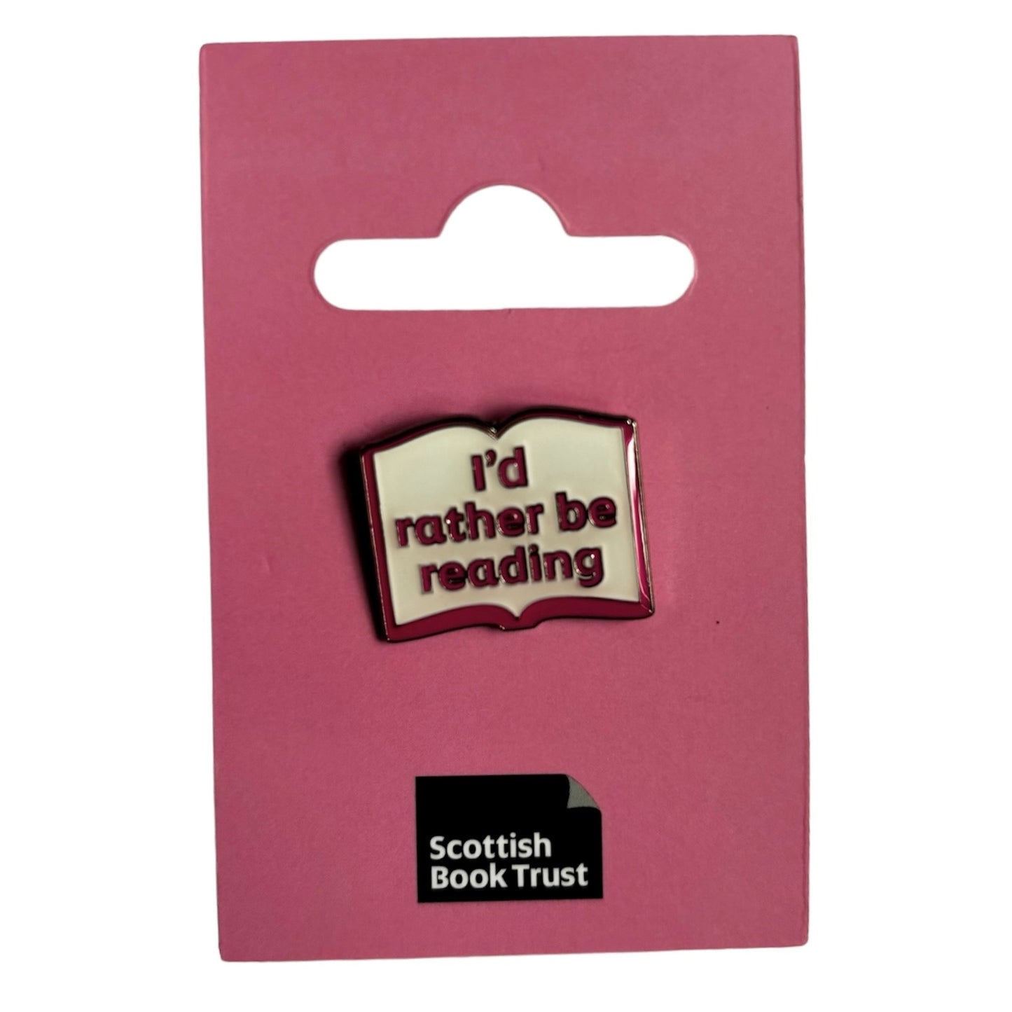 'I'd rather be reading' pin badge