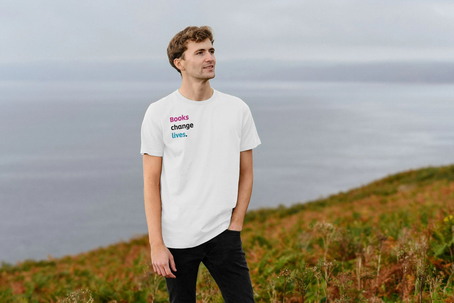 Men's T-shirt – Books change lives (white)