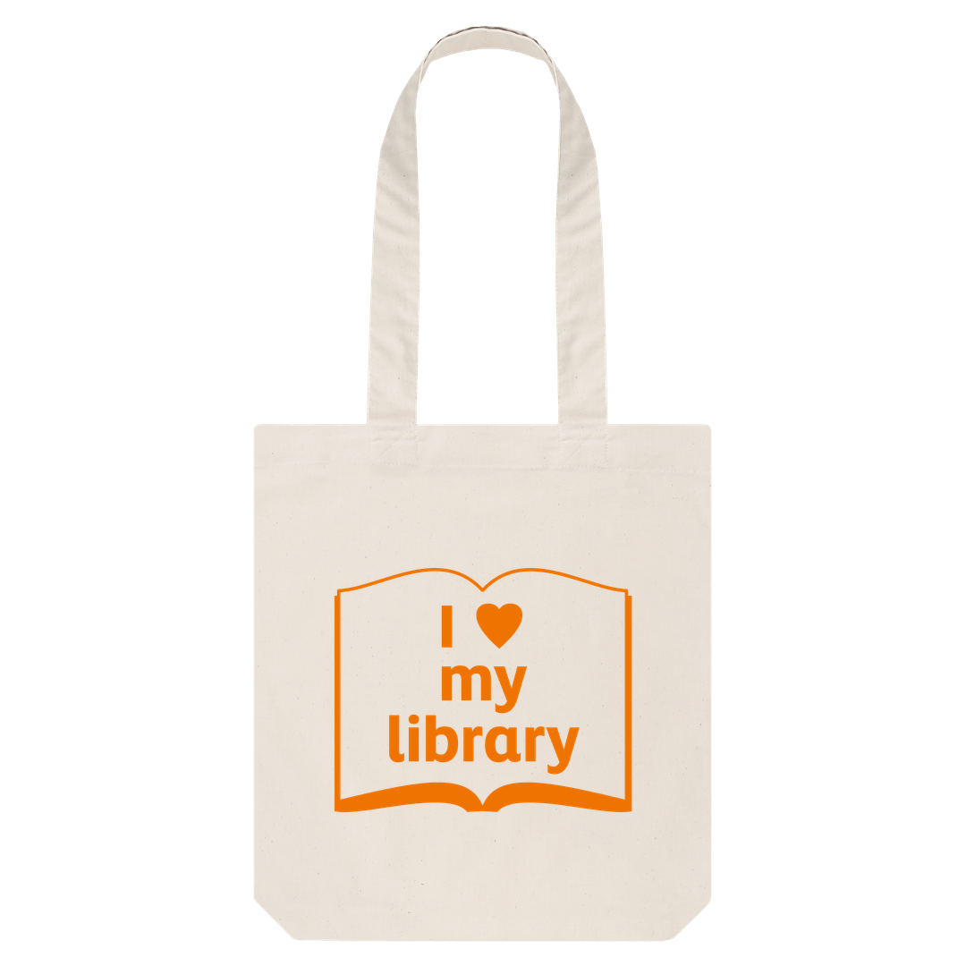 'I love my library' tote bag