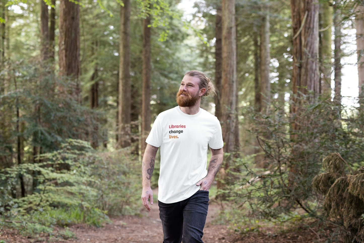 Men's T-shirt – Libraries change lives (white)