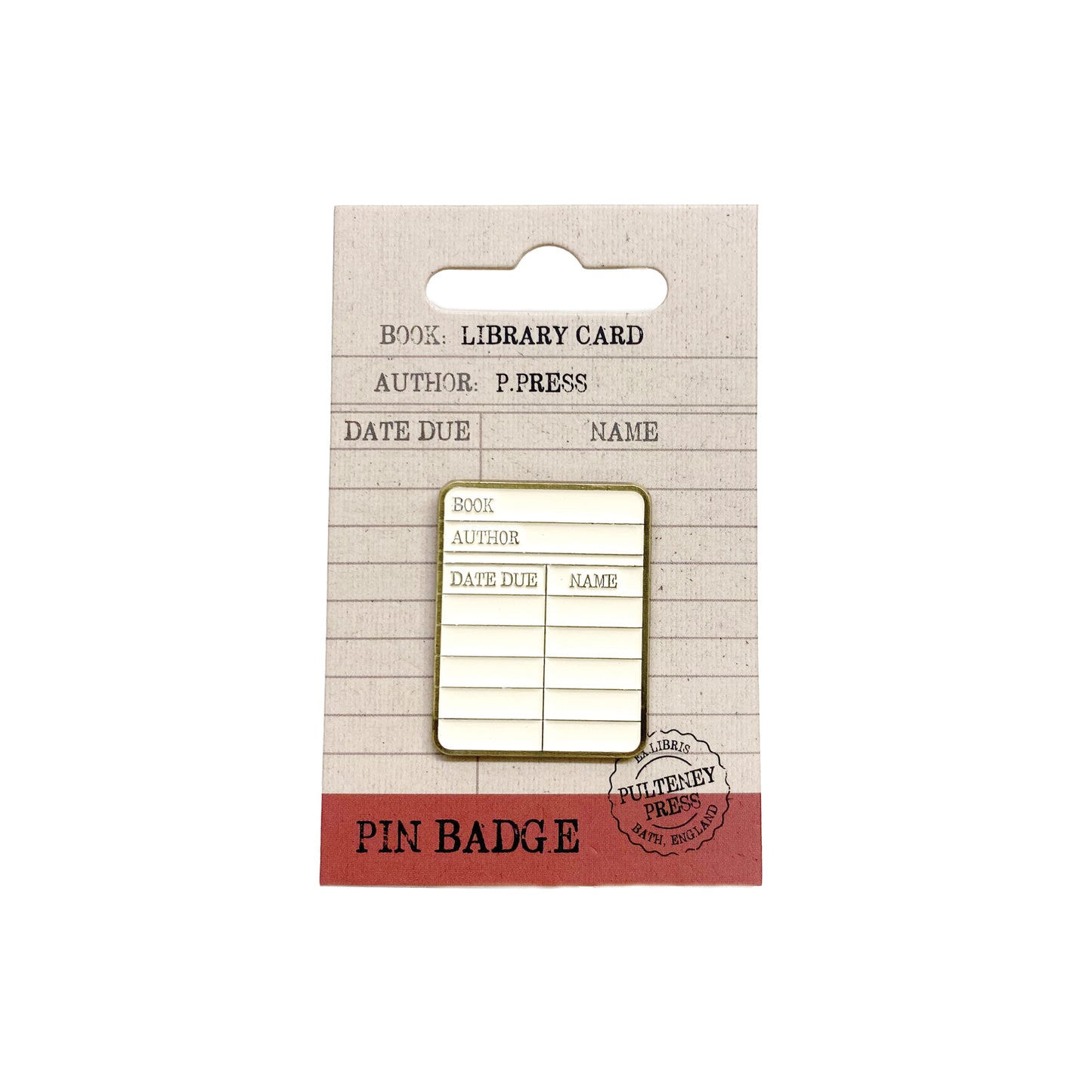 Library Card metal pin badge