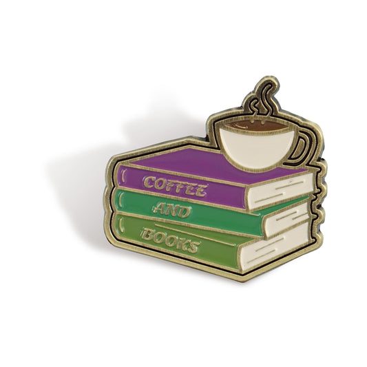 Coffee and Books metal pin badge