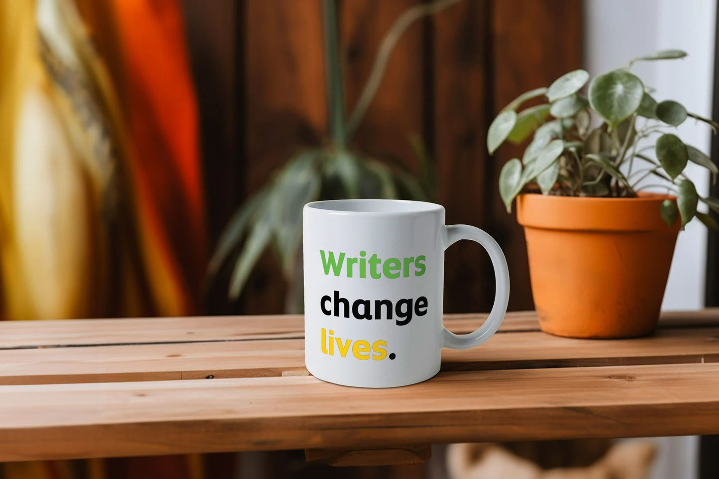 'Writers change lives' mug