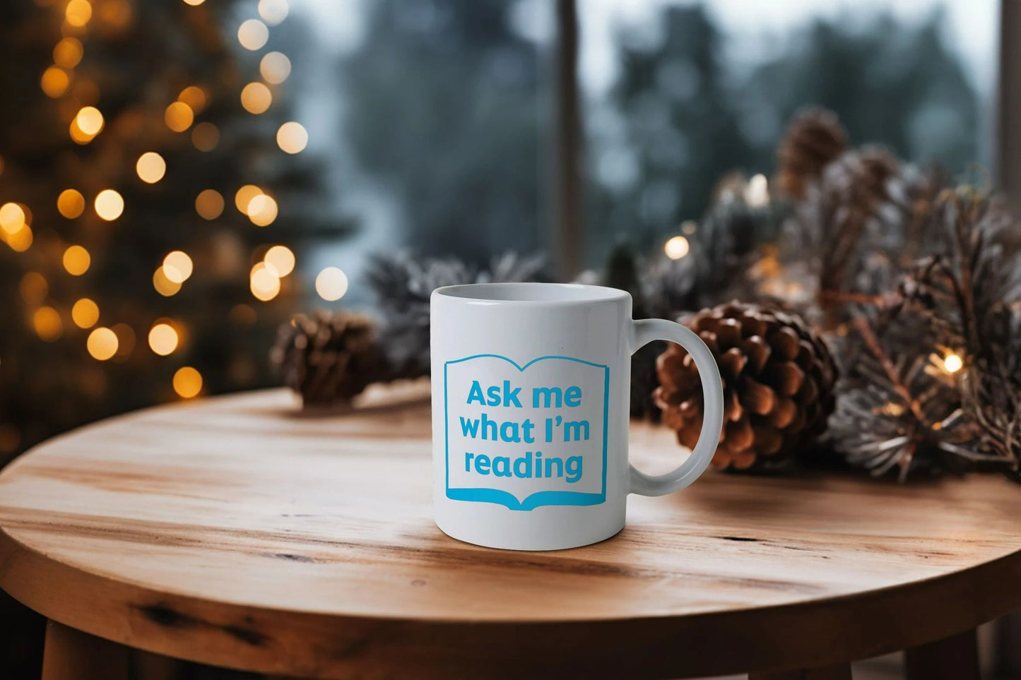 'Ask me what I'm reading' English and Gaelic mug