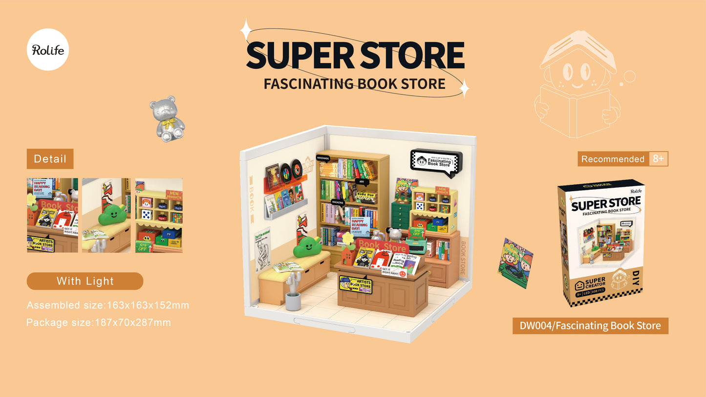 Fascinating Book Store DIY Model Kit