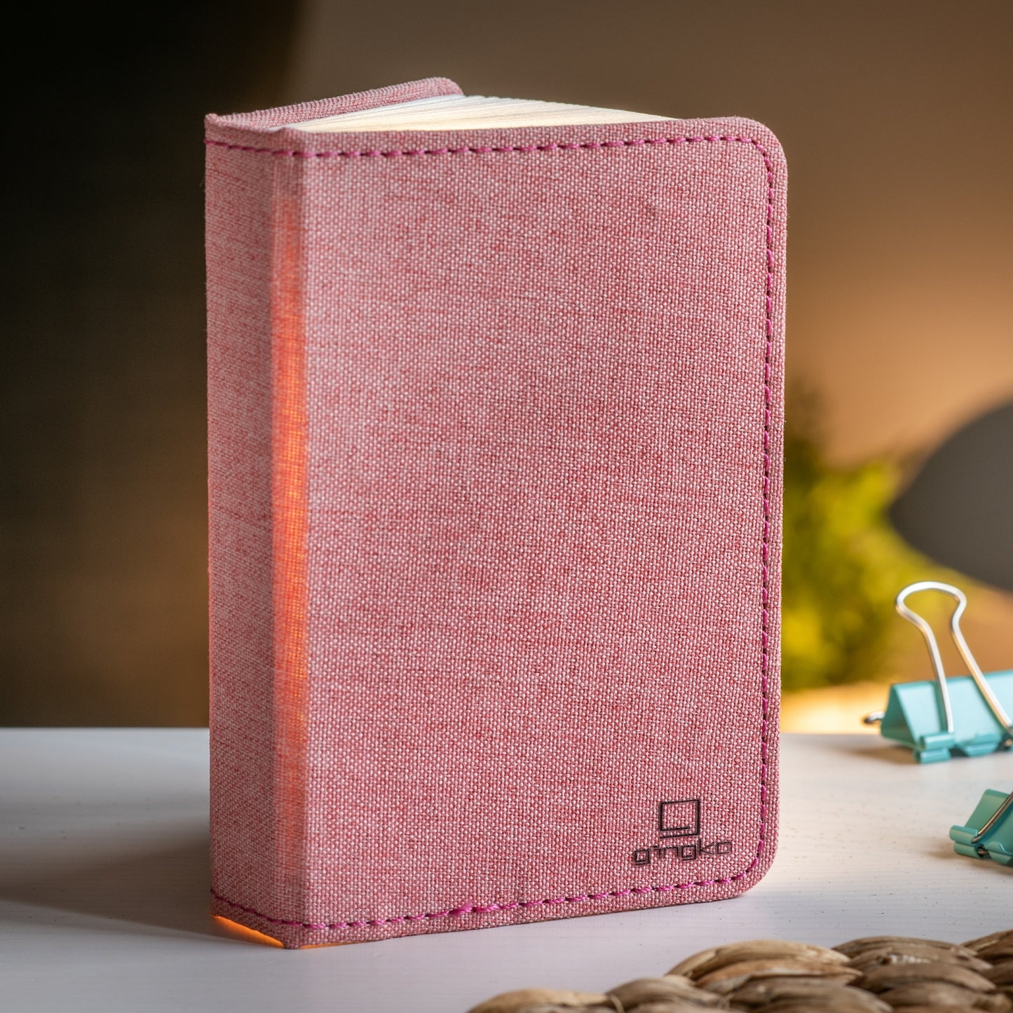 Blush Pink Fabric Mini Smart Book Light