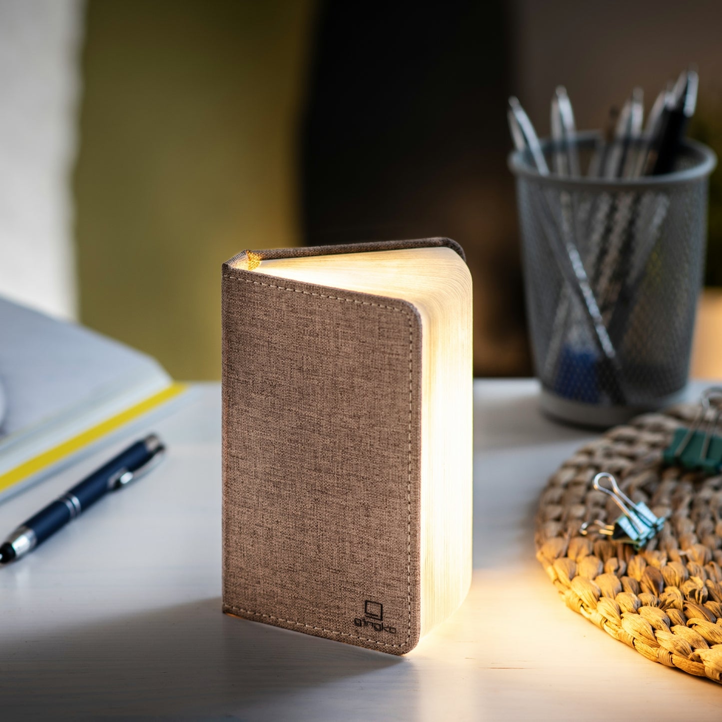 Brown Fabric Mini Smart Book Light