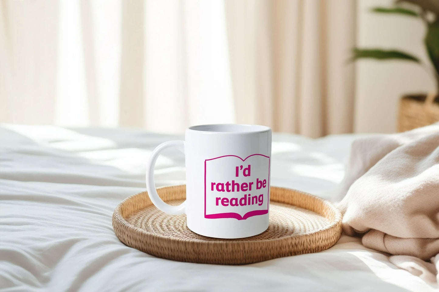 'I'd rather be reading' mug