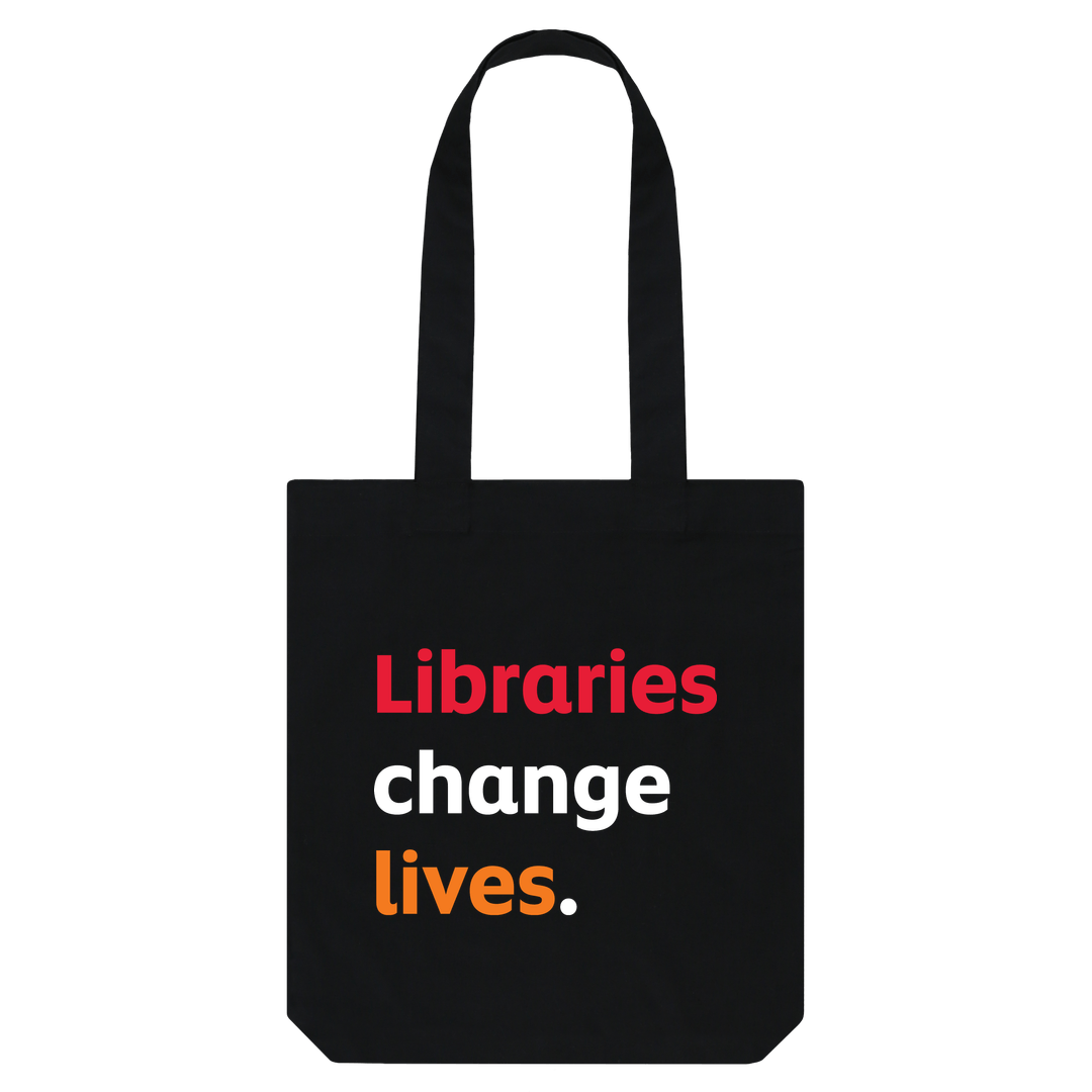 'Libraries change lives' tote bag