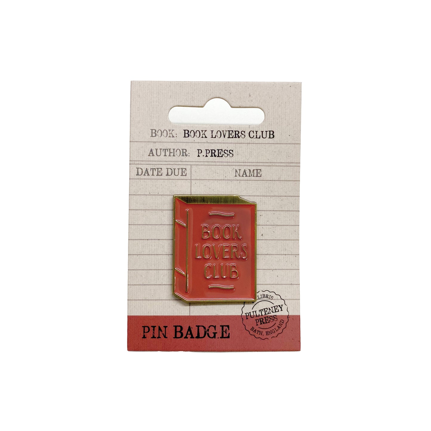 Book Lovers Club metal pin badge