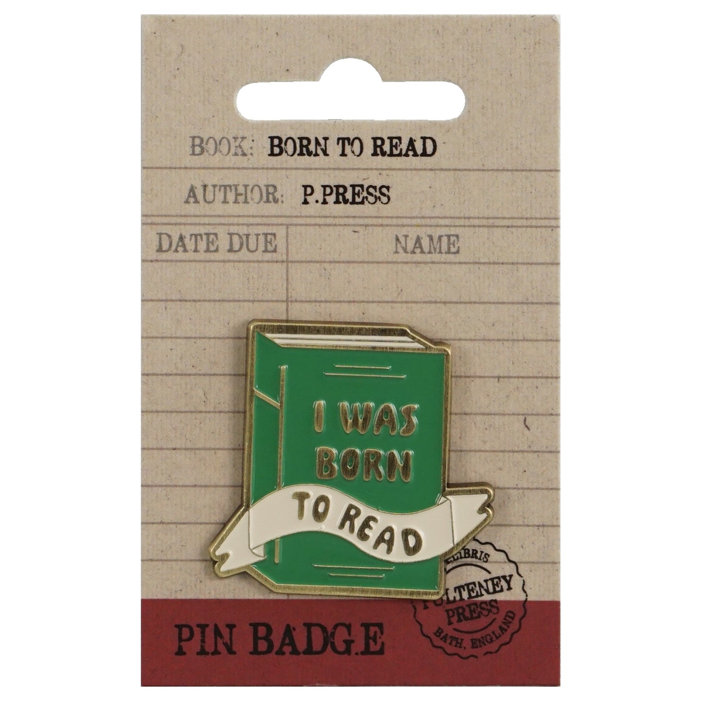 Born to Read metal pin badge