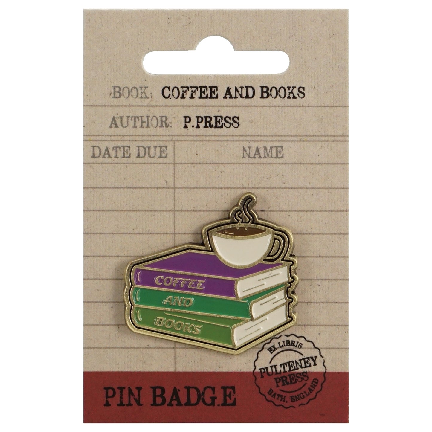 Coffee and Books metal pin badge