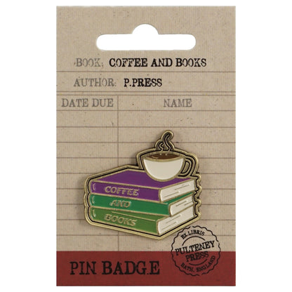 Coffee and Books metal pin badge