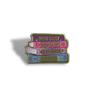 Romantasy metal pin badge