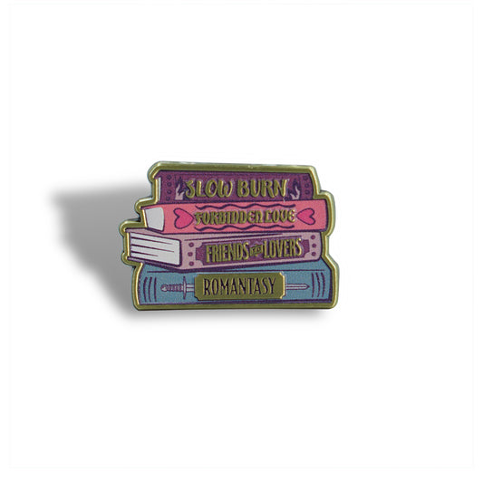 Romantasy metal pin badge