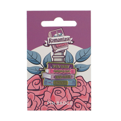 Romantasy metal pin badge