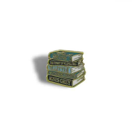 Bronte Sisters book stack metal pin badge